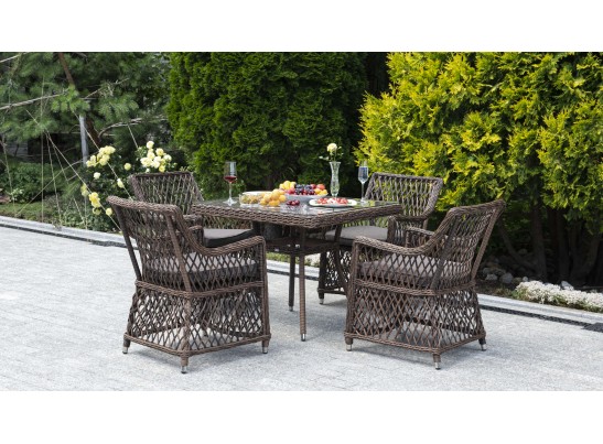 "Айриш" обеденная группа плетеная на 4 персоны, цвет коричневый в Ростове-на-Дону
