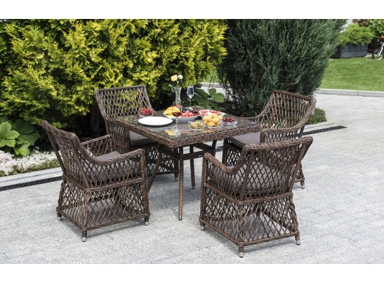 "Айриш" обеденная группа плетеная на 4 персоны, цвет коричневый в Ростове-на-Дону