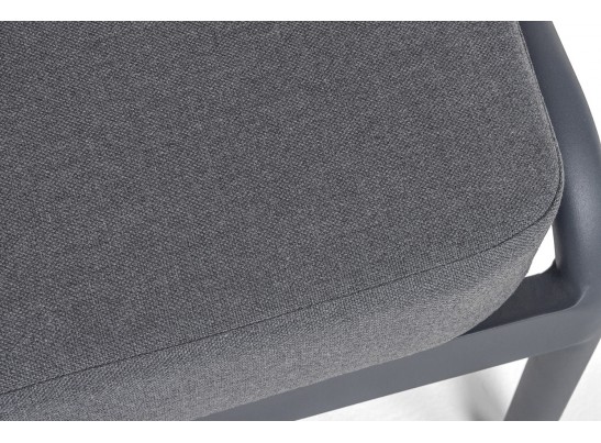 "Ронда" диван 3-местный плетеный из роупа, каркас алюминий темно-серый (RAL7024) муар, роуп серый 40 мм tex, ткань темно-серая 027 в Ростове-на-Дону