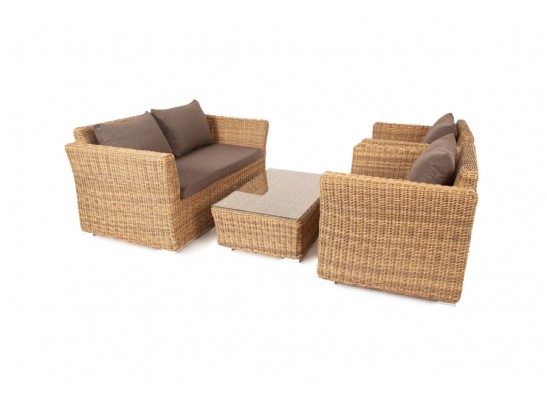 "Капучино Сингл" лаунж-зона из искусственного ротанга, цвет соломенный в Ростове-на-Дону