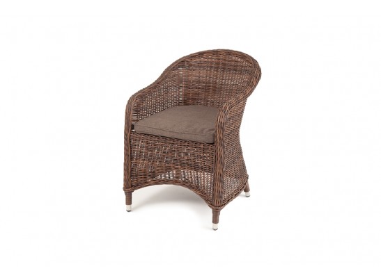 "Равенна" плетеное кресло из искусственного ротанга, цвет коричневый с серой подушкой в Ростове-на-Дону
