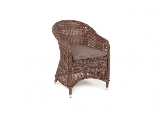 "Равенна" плетеное кресло из искусственного ротанга, цвет коричневый с серой подушкой в Ростове-на-Дону