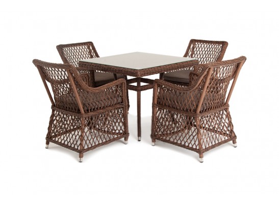 "Айриш" обеденная группа плетеная на 4 персоны, цвет коричневый в Ростове-на-Дону