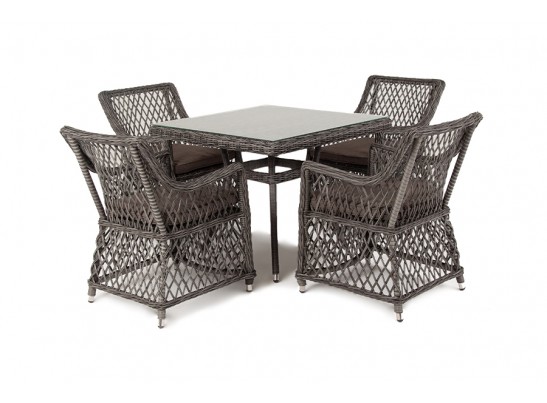 "Айриш" обеденная группа плетеная на 4 персоны, цвет графит в Ростове-на-Дону