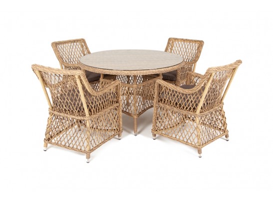 "Доппио" обеденная группа плетеная, цвет соломенный в Ростове-на-Дону