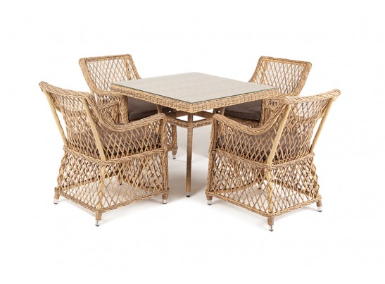 "Айриш" обеденная группа плетеная на 4 персоны, цвет соломенный в Ростове-на-Дону