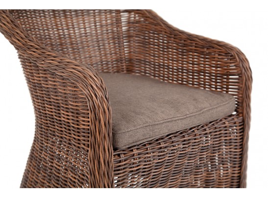 "Равенна" плетеное кресло из искусственного ротанга, цвет коричневый с серой подушкой в Ростове-на-Дону