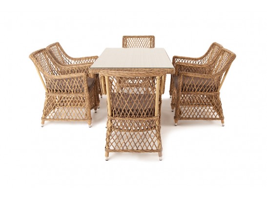 "Латте" обеденная группа плетеная, цвет соломенный в Ростове-на-Дону