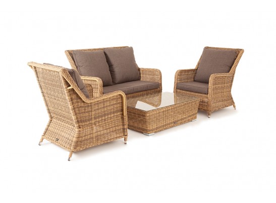 "Гляссе Сингл" лаунж-зона из искусственного ротанга, цвет соломенный в Ростове-на-Дону