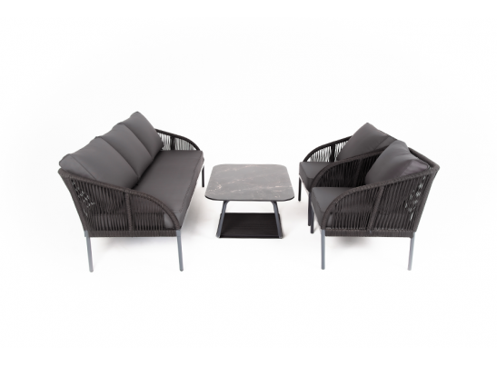 "Канны" лаунж-зона 5-местная плетеная из роупа (веревки), цвет темно-серый в Ростове-на-Дону