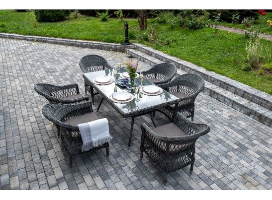 "Амароне" обеденная группа из искусственного ротанга на 6 персон, цвет графит в Ростове-на-Дону