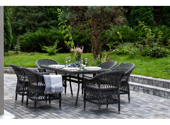 "Амароне" обеденная группа из искусственного ротанга на 6 персон, цвет графит в Ростове-на-Дону