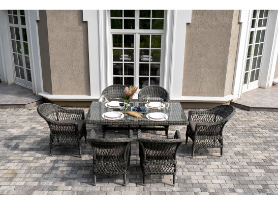 "Амароне" обеденная группа из искусственного ротанга на 6 персон, цвет графит в Ростове-на-Дону