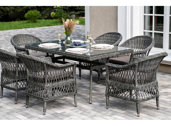 "Амароне" обеденная группа из искусственного ротанга на 6 персон, цвет графит в Ростове-на-Дону