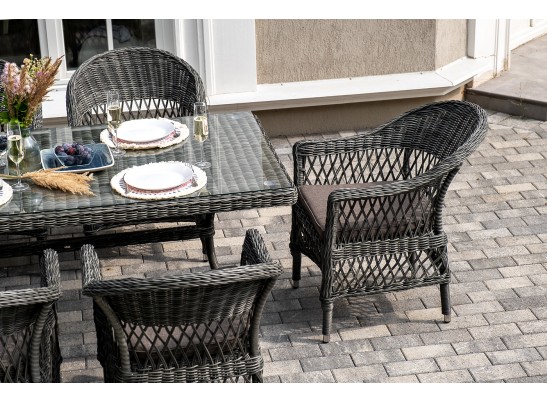 "Амароне" обеденная группа из искусственного ротанга на 6 персон, цвет графит в Ростове-на-Дону