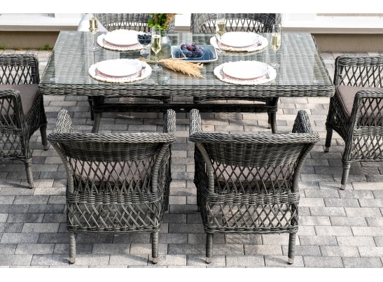 "Амароне" обеденная группа из искусственного ротанга на 6 персон, цвет графит в Ростове-на-Дону