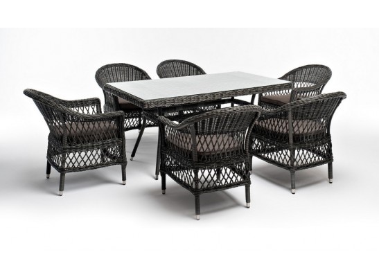 "Амароне" обеденная группа из искусственного ротанга на 6 персон, цвет графит в Ростове-на-Дону