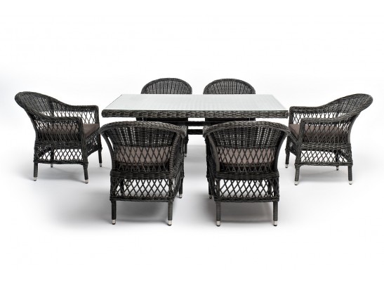 "Амароне" обеденная группа из искусственного ротанга на 6 персон, цвет графит в Ростове-на-Дону