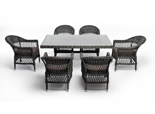 "Амароне" обеденная группа из искусственного ротанга на 6 персон, цвет графит в Ростове-на-Дону