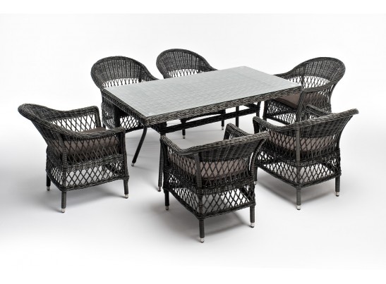 "Амароне" обеденная группа из искусственного ротанга на 6 персон, цвет графит в Ростове-на-Дону