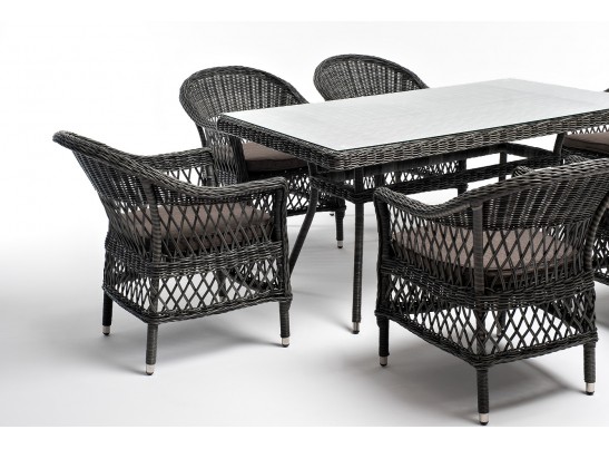 "Амароне" обеденная группа из искусственного ротанга на 6 персон, цвет графит в Ростове-на-Дону