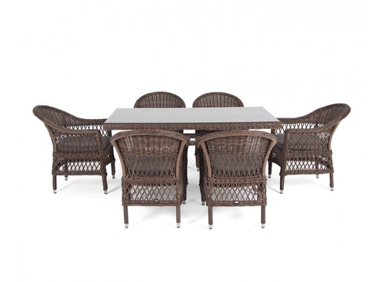 "Амароне" обеденная группа из искусственного ротанга на 6 персон, цвет коричневый в Ростове-на-Дону