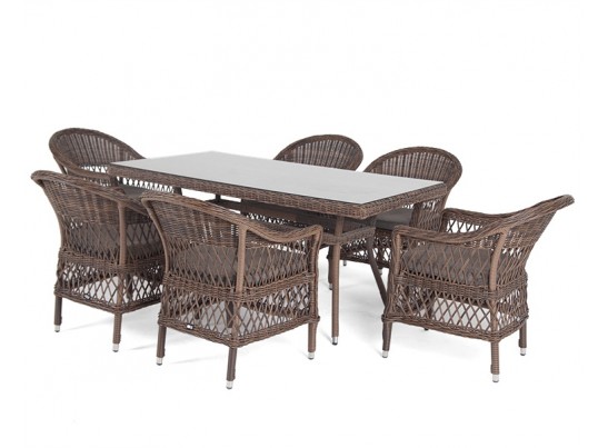 "Амароне" обеденная группа из искусственного ротанга на 6 персон, цвет коричневый в Ростове-на-Дону