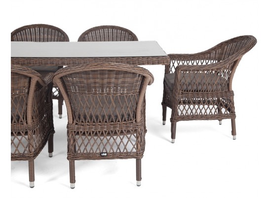 "Амароне" обеденная группа из искусственного ротанга на 6 персон, цвет коричневый в Ростове-на-Дону