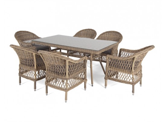 "Амароне" обеденная группа из искусственного ротанга на 6 персон, цвет соломенный в Ростове-на-Дону