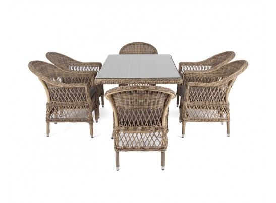 "Амароне" обеденная группа из искусственного ротанга на 6 персон, цвет соломенный в Ростове-на-Дону