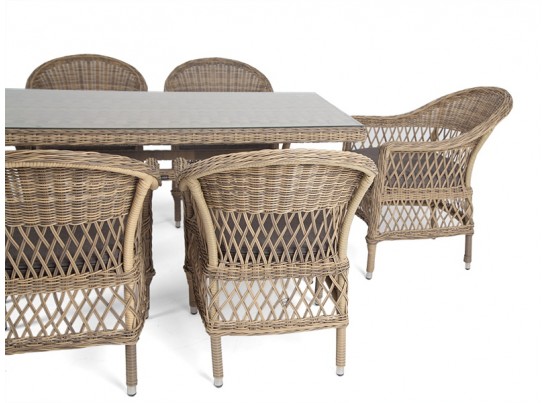 "Амароне" обеденная группа из искусственного ротанга на 6 персон, цвет соломенный в Ростове-на-Дону