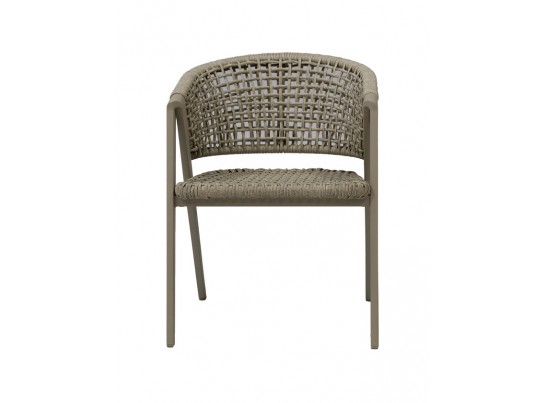 "Амстердам" стул плетеный из роупа, каркас алюминий, роуп серый круглый, ткань бежевая в Ростове-на-Дону