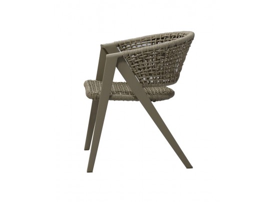 "Амстердам" стул плетеный из роупа, каркас алюминий, роуп серый круглый, ткань бежевая в Ростове-на-Дону