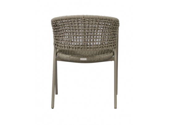 "Амстердам" стул плетеный из роупа, каркас алюминий, роуп серый круглый, ткань бежевая в Ростове-на-Дону