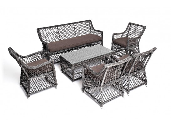 "Асти" лаунж-зона из искусственного ротанга на 6 персоны, цвет графит в Ростове-на-Дону