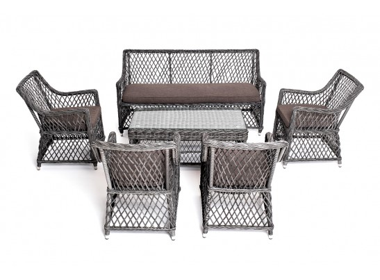 "Асти" лаунж-зона из искусственного ротанга на 6 персоны, цвет графит в Ростове-на-Дону