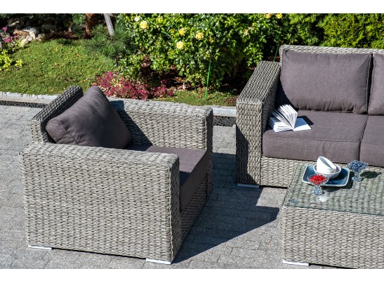 "Боно" кресло из искусственного ротанга (гиацинт), цвет серый в Ростове-на-Дону