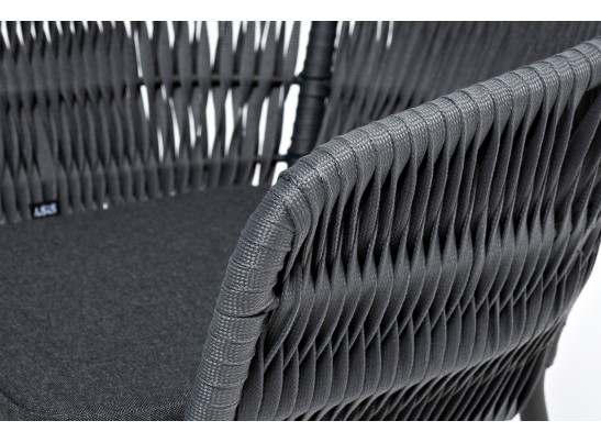 "Бордо" стул плетеный из роупа (колос), каркас из стали серый (RAL7022) муар, роуп серый 15мм, ткань серая в Ростове-на-Дону