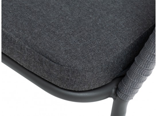 "Бордо" стул плетеный из роупа (колос), каркас из стали серый (RAL7022) муар, роуп серый 15мм, ткань серая в Ростове-на-Дону