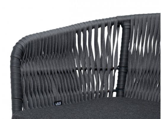 "Бордо" стул плетеный из роупа (колос), каркас из стали серый (RAL7022) муар, роуп серый 15мм, ткань серая в Ростове-на-Дону