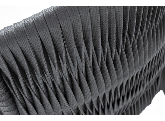 "Бордо" стул плетеный из роупа (колос), каркас из стали серый (RAL7022) муар, роуп серый 15мм, ткань серая в Ростове-на-Дону