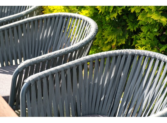 "Бордо" стул плетеный из роупа, каркас из стали серый, роуп серый, ткань серая в Ростове-на-Дону