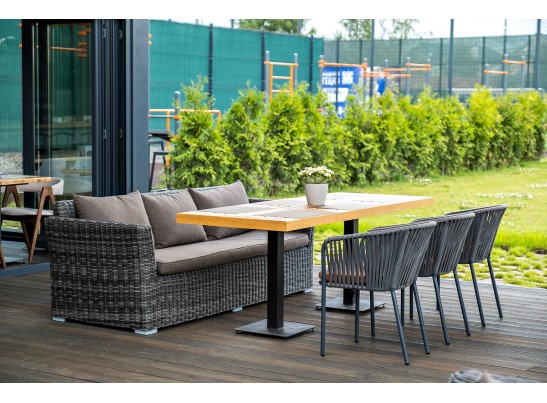 "Бордо" стул плетеный из роупа, каркас из стали серый, роуп серый, ткань серая в Ростове-на-Дону