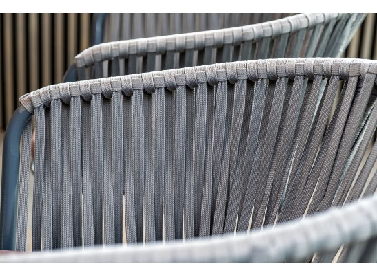 "Бордо" стул плетеный из роупа, каркас из стали серый, роуп серый, ткань серая в Ростове-на-Дону