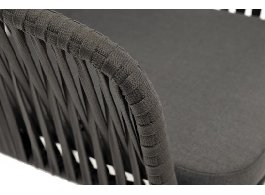 "Бордо" стул плетеный из роупа, каркас алюминий темно-серый (RAL7024) муар, роуп серый 15мм, ткань серая 017 в Ростове-на-Дону