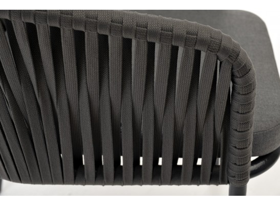 "Бордо" стул плетеный из роупа, каркас алюминий темно-серый (RAL7024) муар, роуп серый 15мм, ткань темно-серая 019 в Ростове-на-Дону