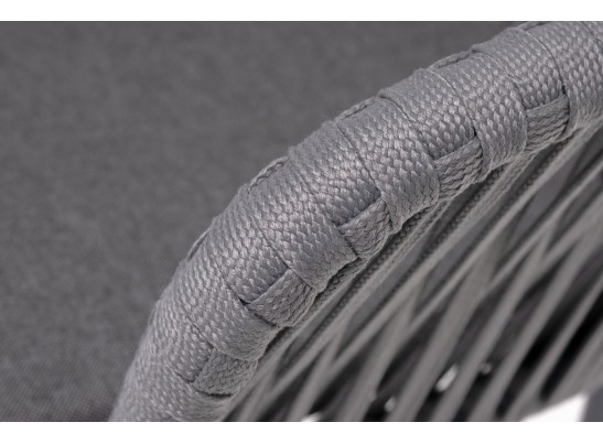 "Бордо" стул плетеный из роупа, каркас алюминий темно-серый (RAL7024) муар, роуп серый 15мм, ткань темно-серая 027 в Ростове-на-Дону