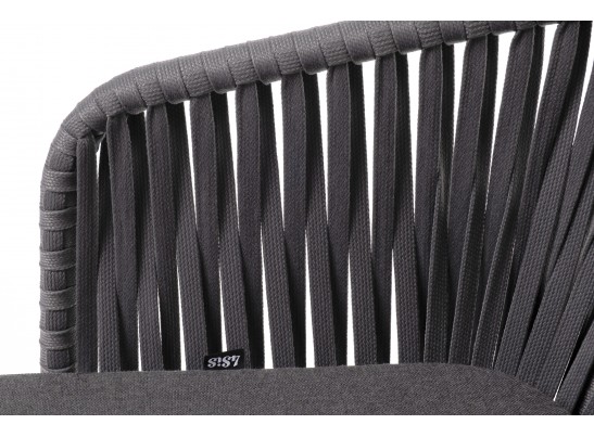 "Бордо" стул плетеный из роупа, каркас алюминий темно-серый (RAL7024) муар, роуп серый 15мм, ткань темно-серая 027 в Ростове-на-Дону