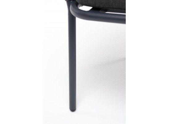 "Бордо" стул плетеный из роупа, каркас алюминий темно-серый (RAL7024) муар, роуп серый 15мм, ткань темно-серая 027 в Ростове-на-Дону