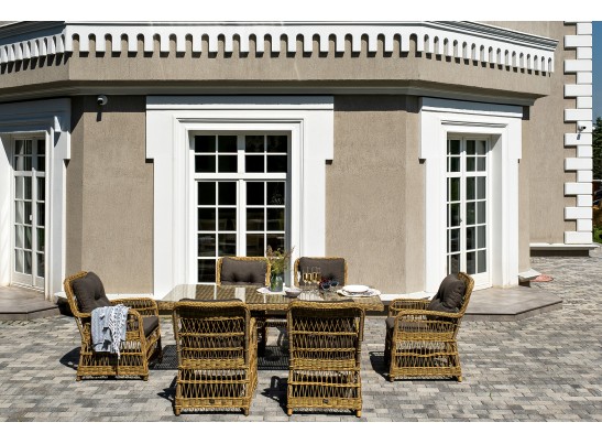 "Цесена" обеденная группа плетеная из искусственного ротанга, цвет соломенный в Ростове-на-Дону